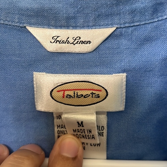 Talbots button up women’s top Irish Linen Blue Medium - Picture 3 of 5